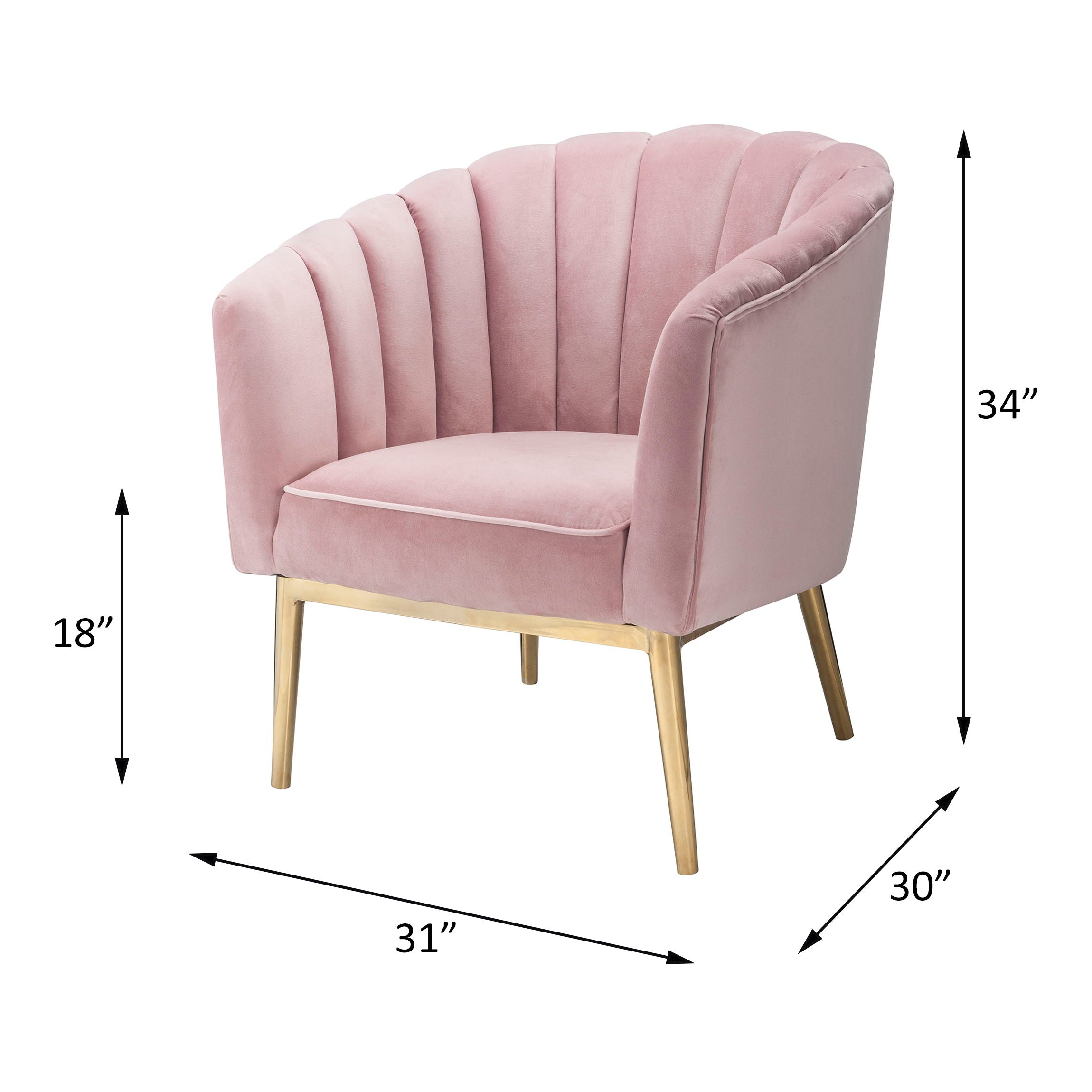 Colla - Blush Velvet Gold Accent Chair - Pink