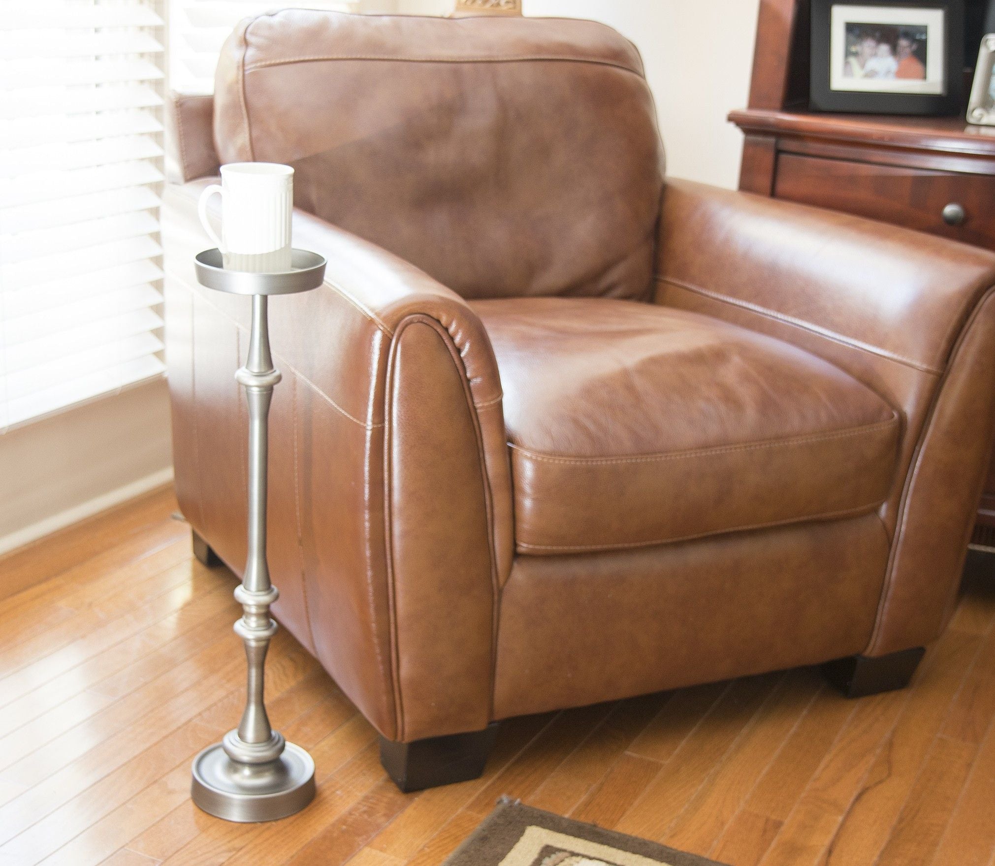 Finish Drink Size Accent Table - Brushed Silver