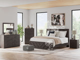 Prendonea - King Panel Bed - Charcoal