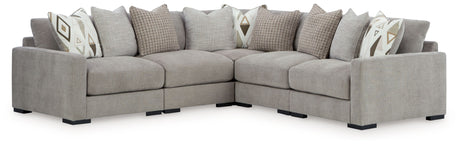 Aslan Court - Sectional Gray 5 Pc. Sectional by Benchcraft® | Bel Furniture
