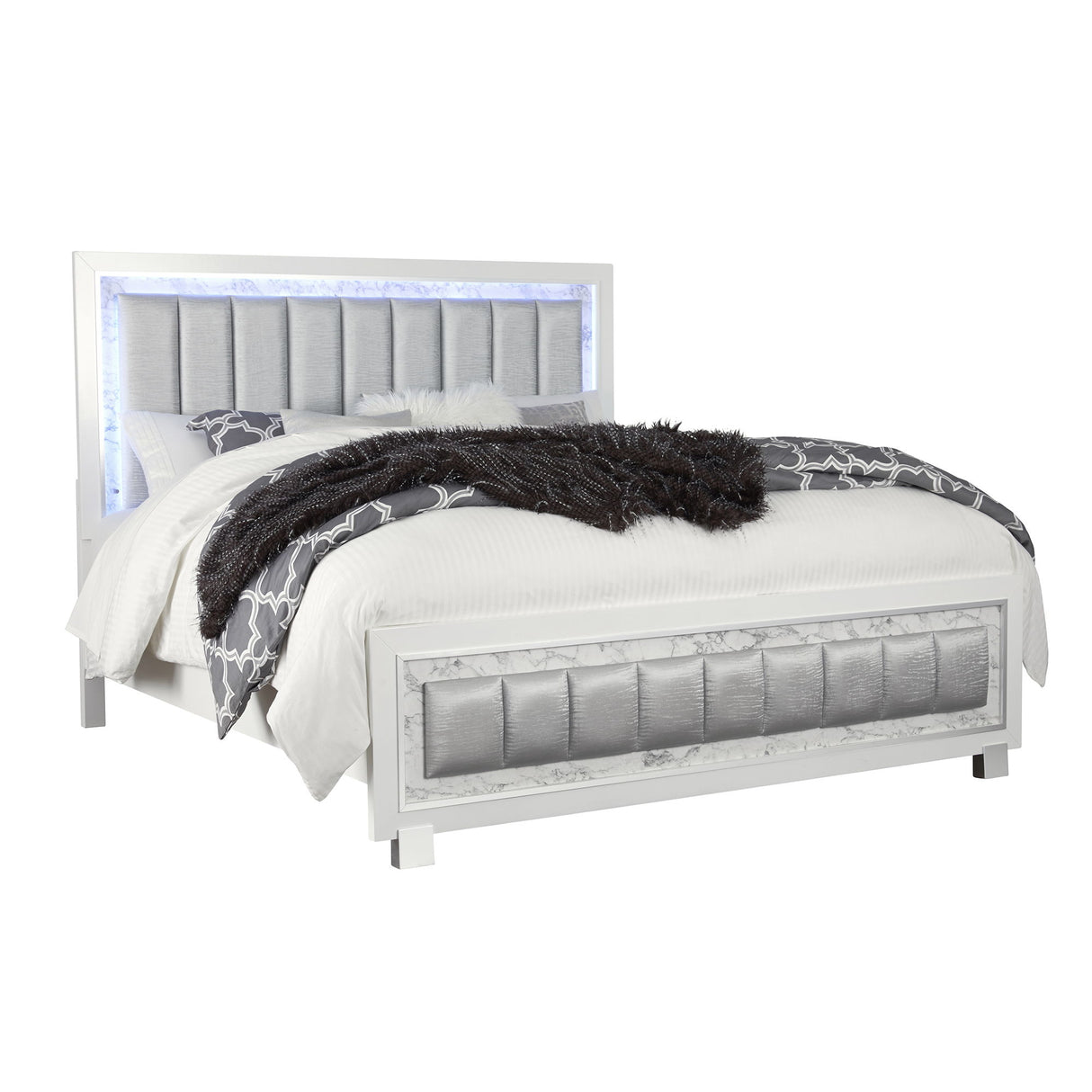 Skye - Marble Full Bed - White