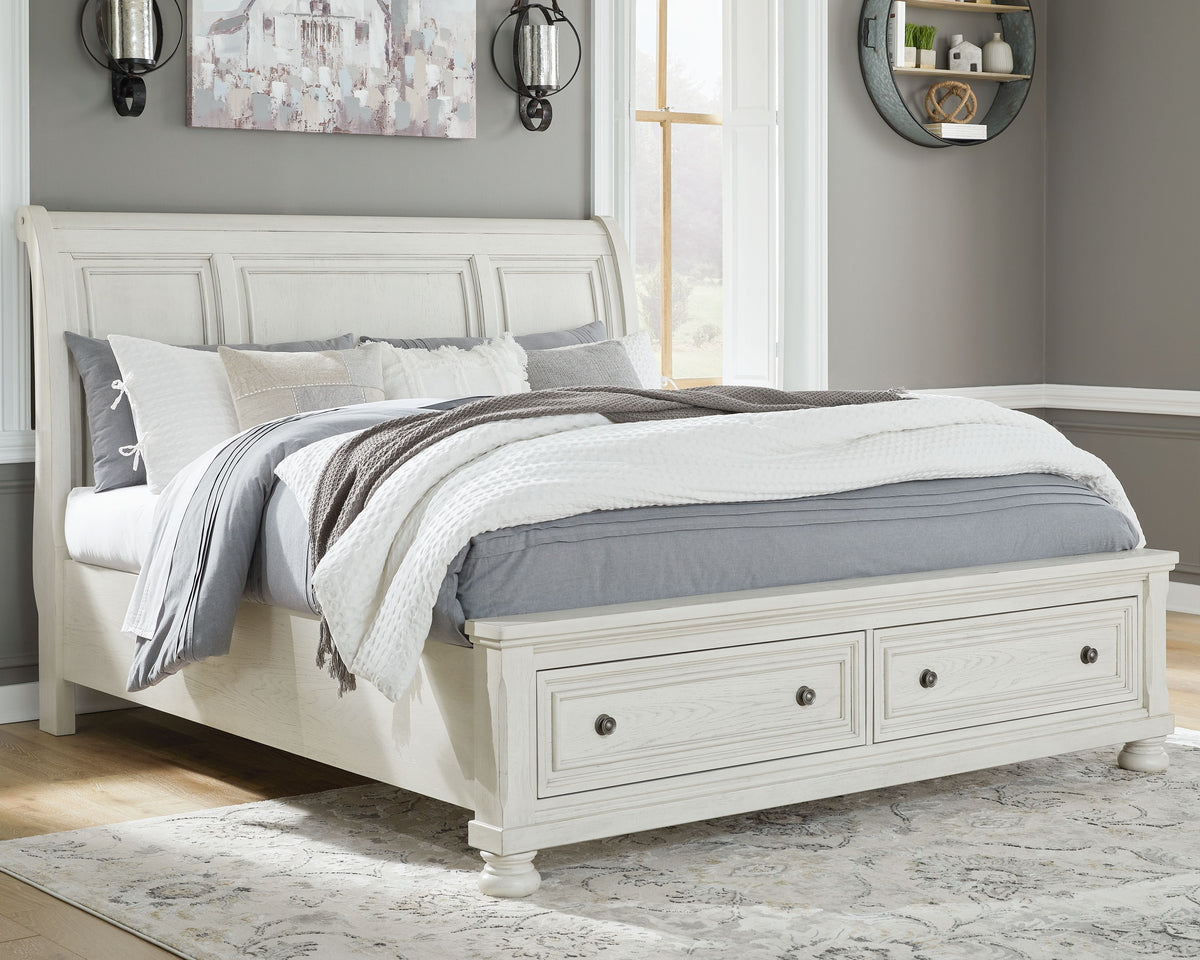 Robbinsdale - Sleigh Bed Beige 2 Storage Drawers by Signature Design by Ashley® | Bel Furniture