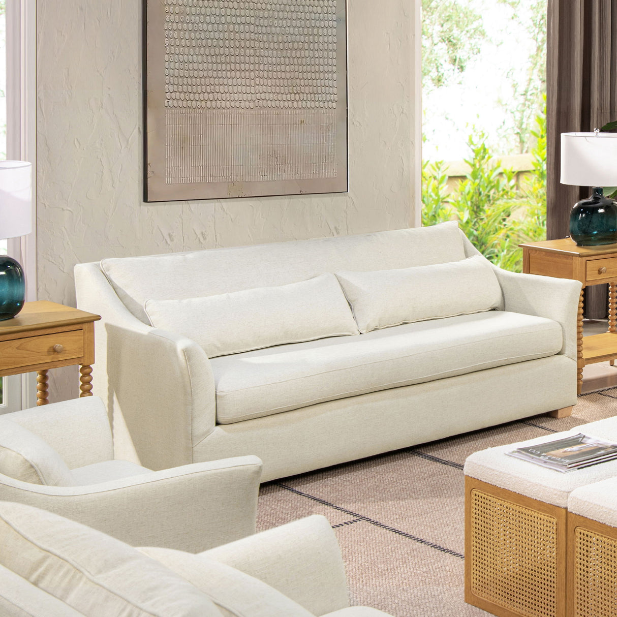 Ada - Flared Arm Contemporary Sofa With Lumbar Pillows - Flax White by Jennifer Taylor Home | Bel Furniture