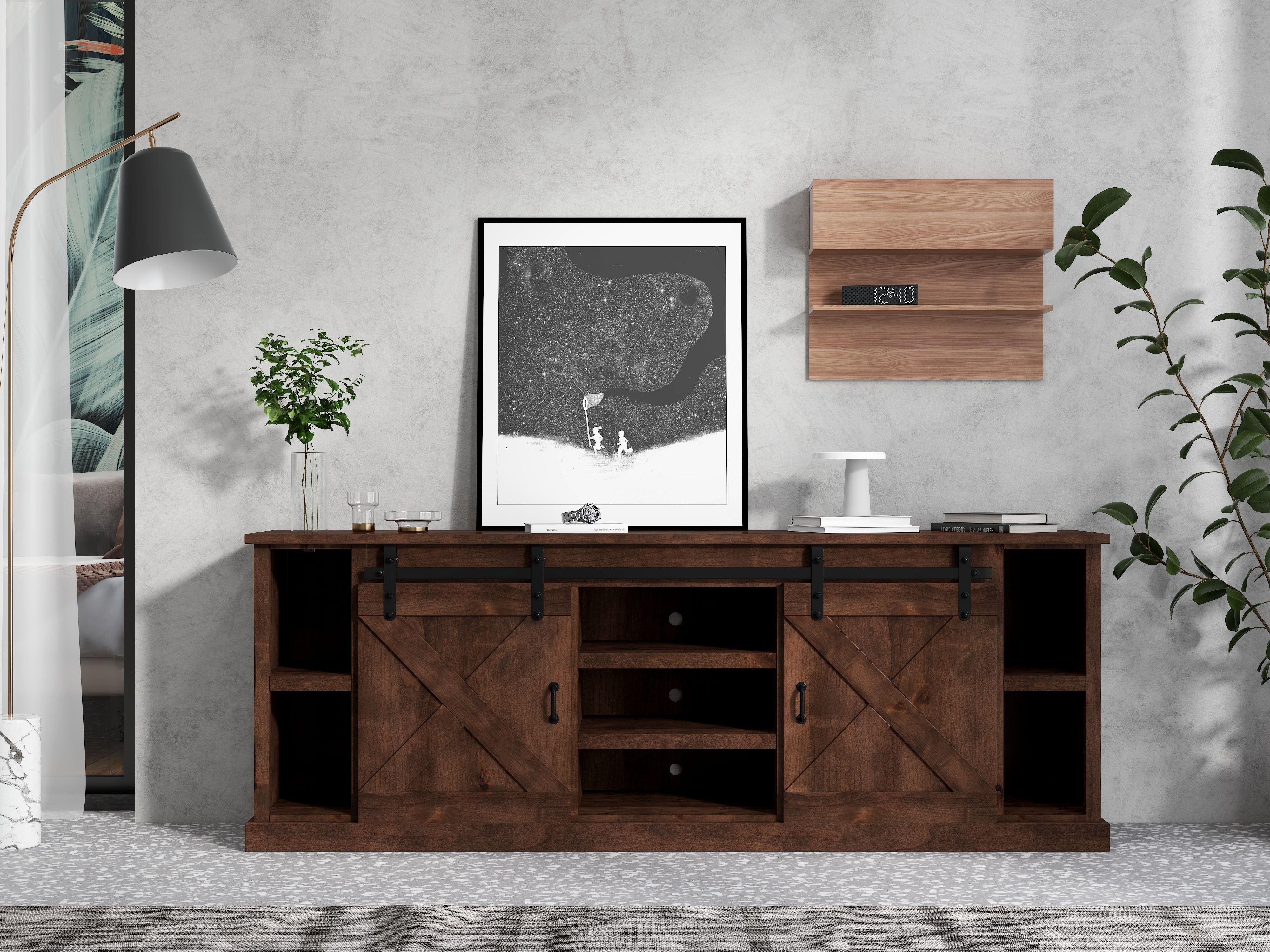 Farmhouse - TV Stand Console - Aged Whiskey