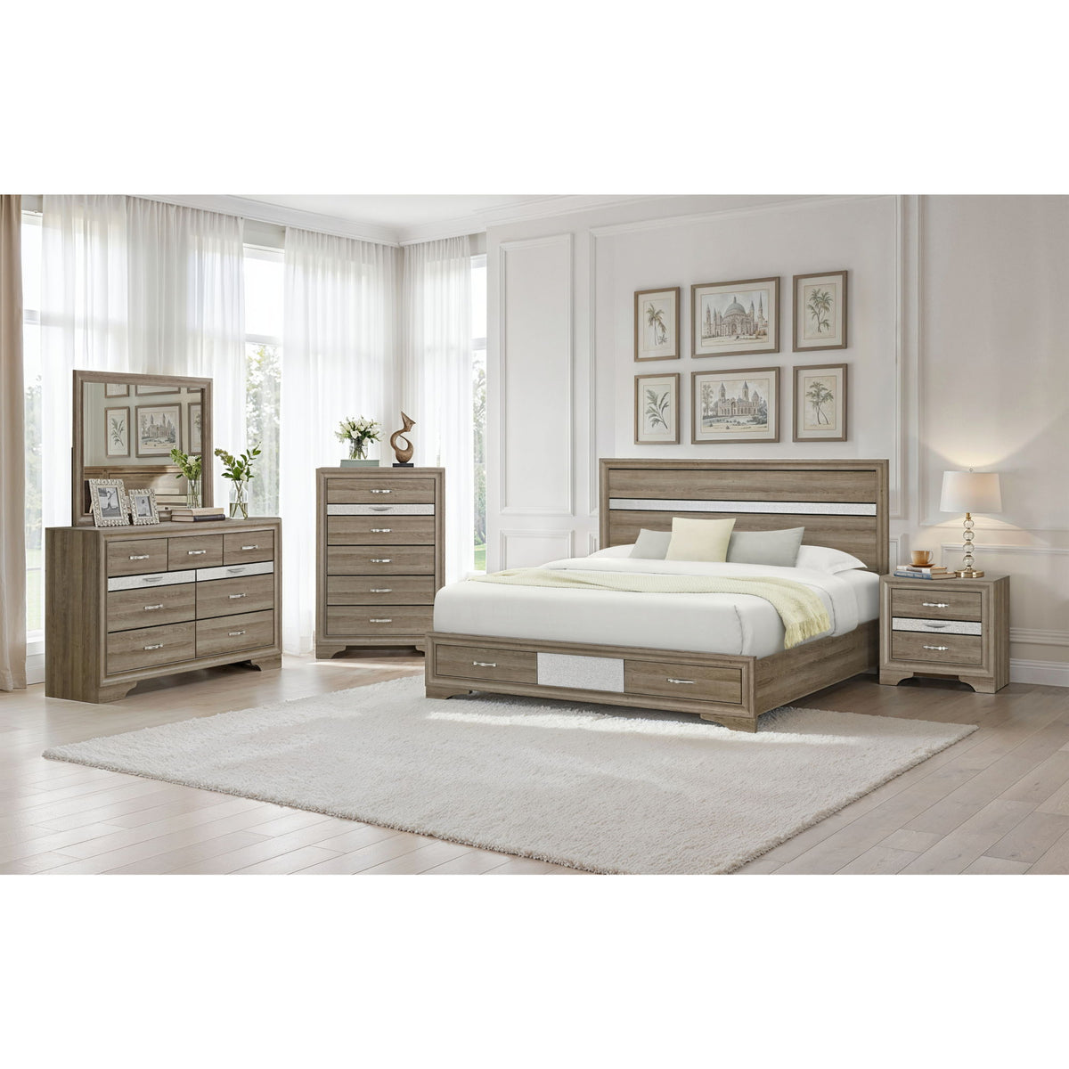 Ryder - 5 Piece Bedroom Set With Drawer Footboard