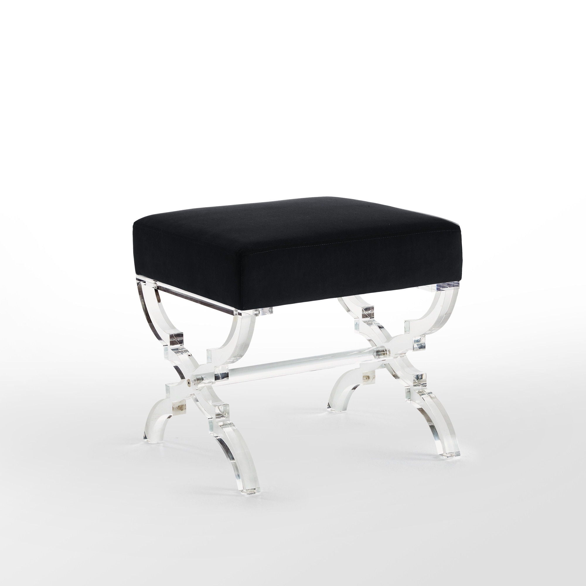 Velvet Ottoman - Black / Clear