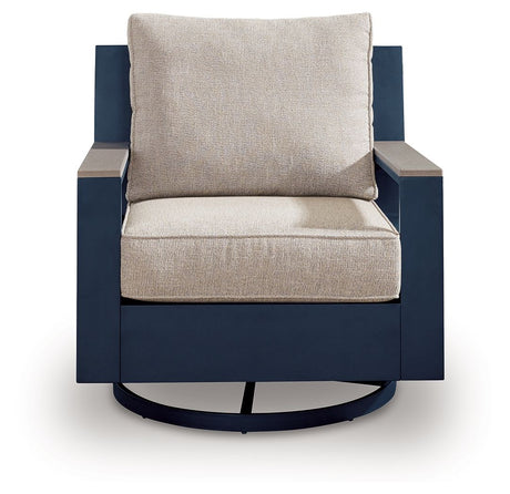 East Beach - Swivel Glider Chair With Cushion - Blue - view 4