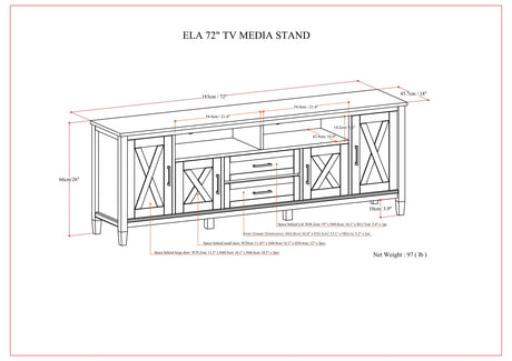 Ela - TV Media Stand - Smoky Brown by Simpli-Home | Bel Furniture