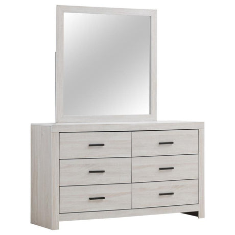 Brantford - 6-Drawer Dresser With Mirror White by CoasterEveryday | Bel Furniture