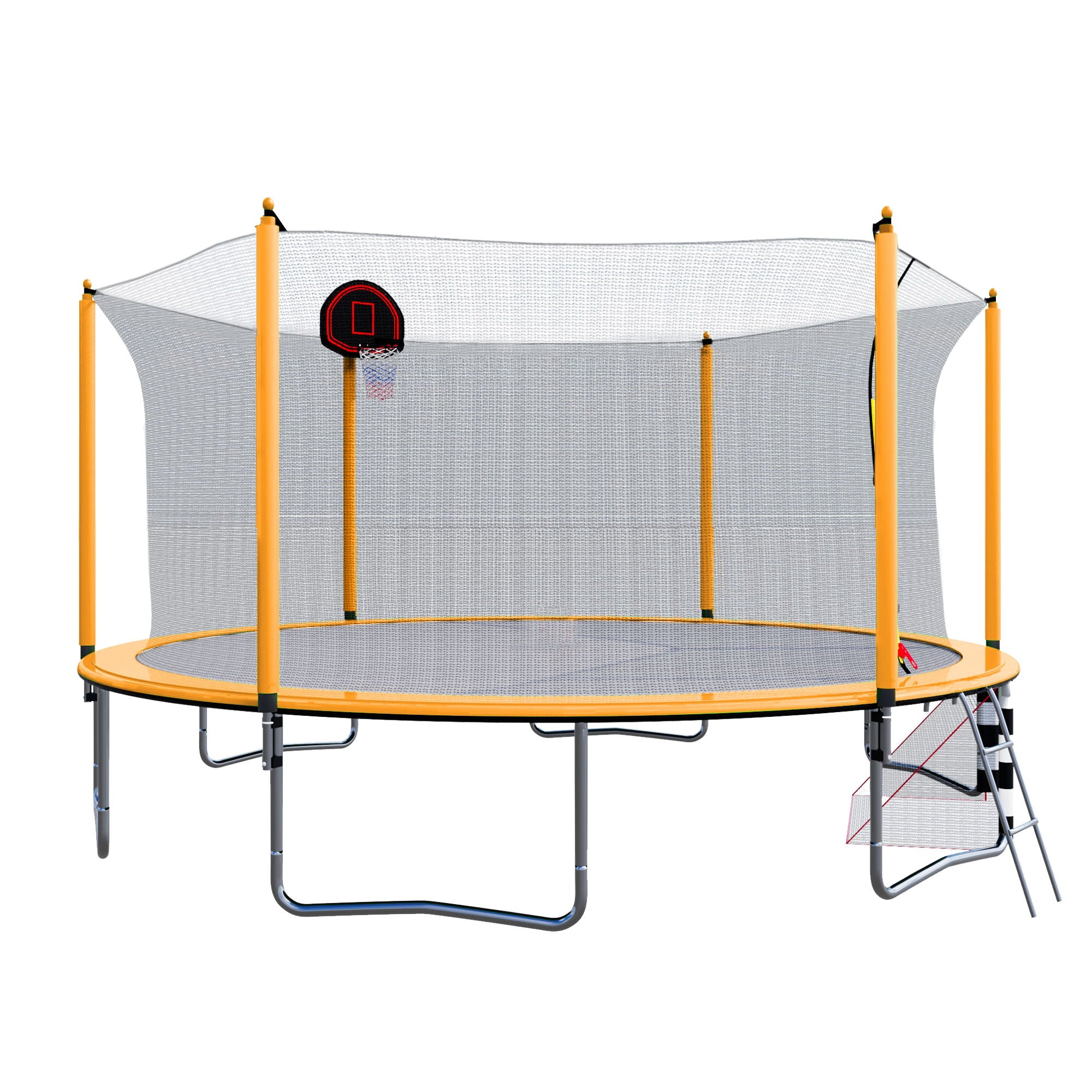 16Ft Trampoline With Basketball Hoop Pump And Ladder (Inner Safety Enclosure) With Soccer Goal