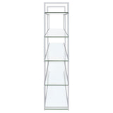 Elmer - 5-Shelf Bookshelf - Clear And Chrome by CoasterElevations | Bel Furniture