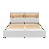 Sacha - Bed With LED And Bookcase Headboard, Built In Siderail Storage