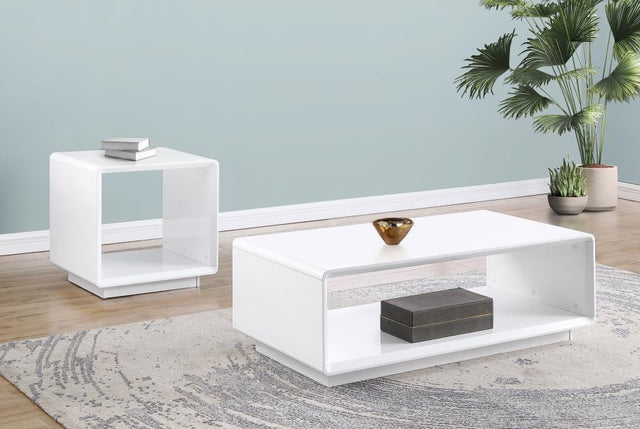 Paseo - Coffee Table Set White 2 Pc. Coffee Table, End Table by Coaster Fine Furniture | Bel Furniture