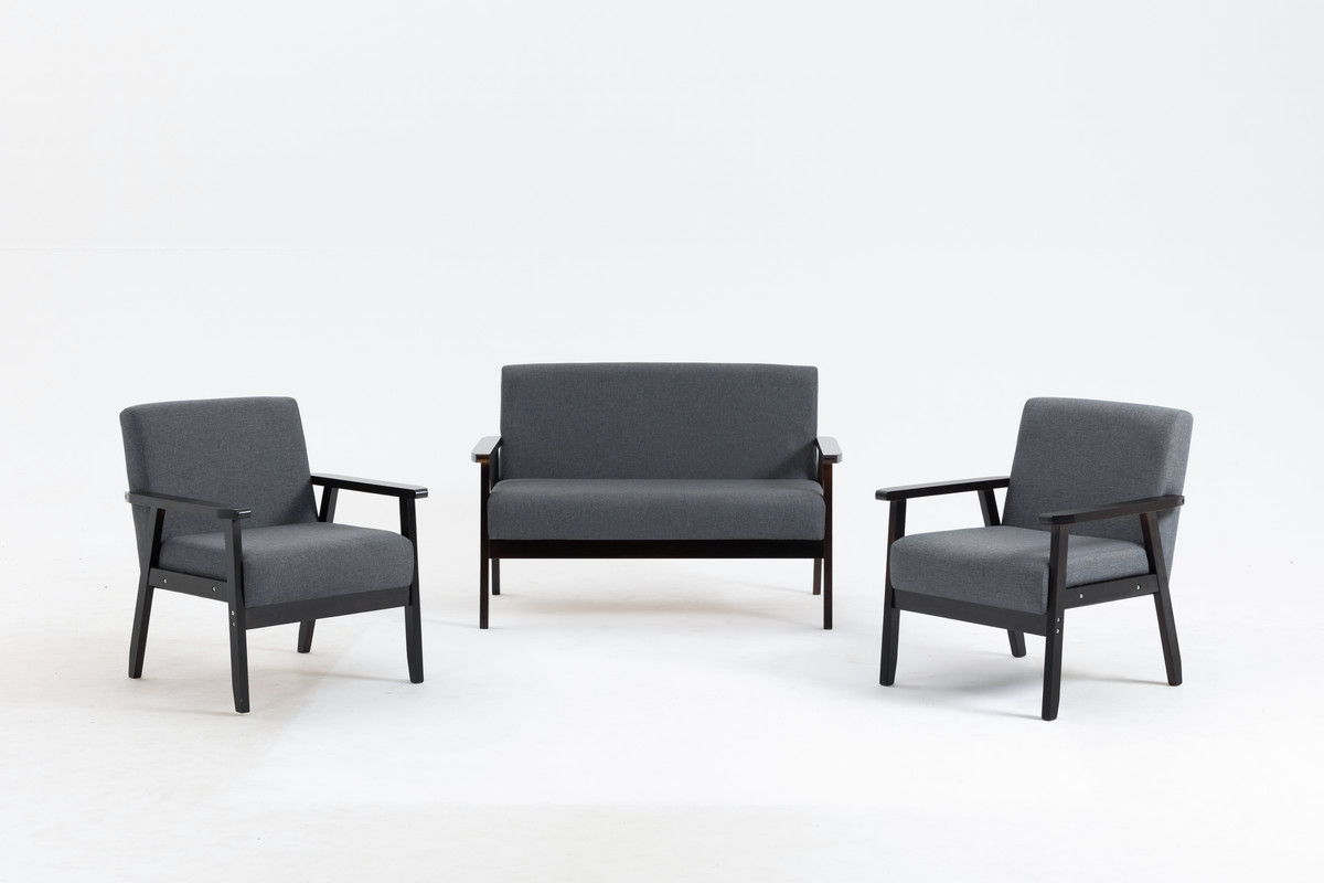 Bahamas - Loveseat And 2 Chair Living Room (Set of 3) Dark Gray by Lilola Home | Bel Furniture