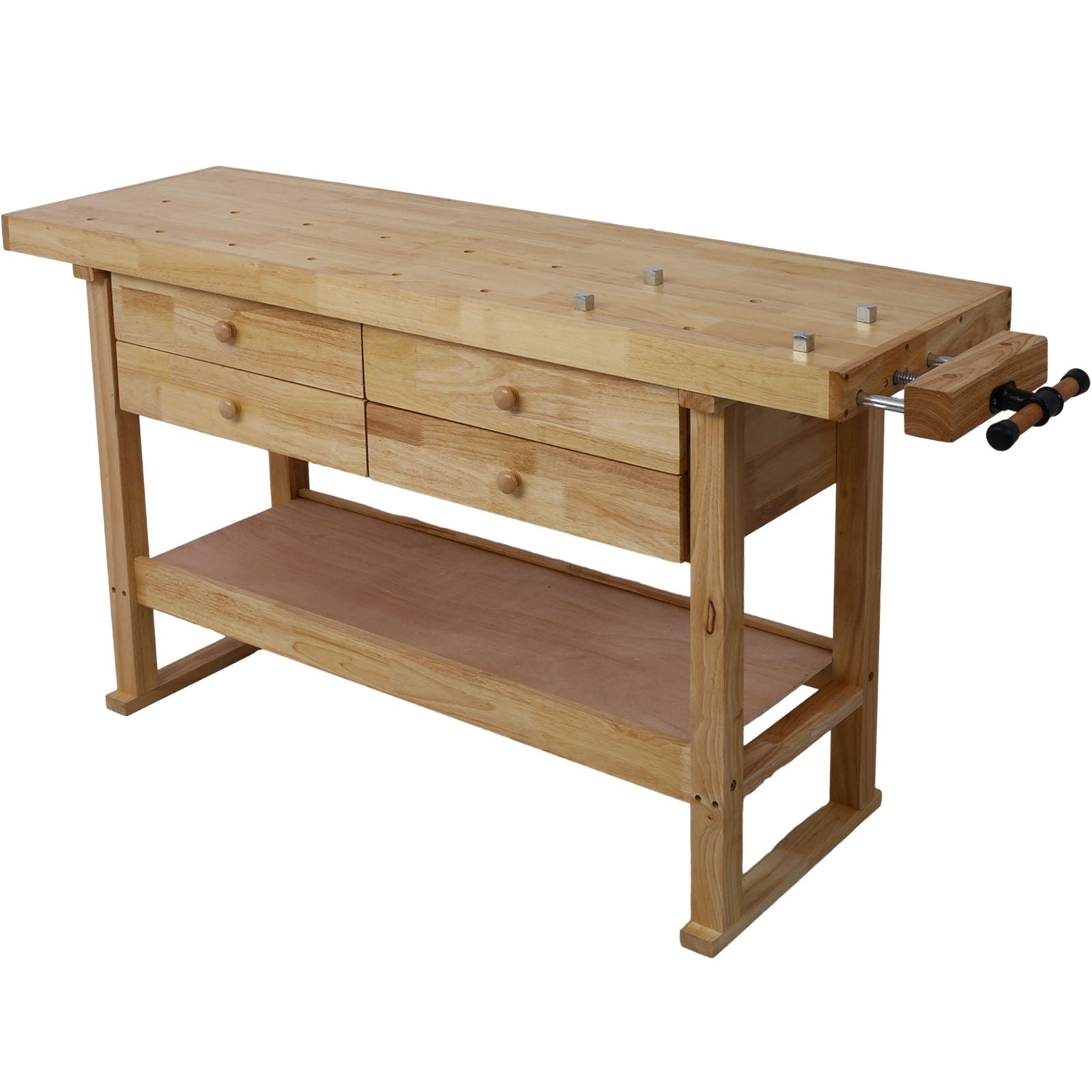 Workbench With 4 Drawers Wooden Workbench For Garage Workshop And Home - Natural