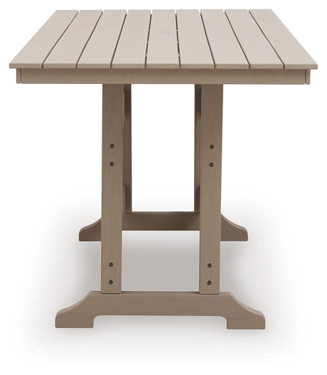 Seacliff Beach - Rectangular Counter Height Dining Table With Umbrella Option - Medium Brown - view 6