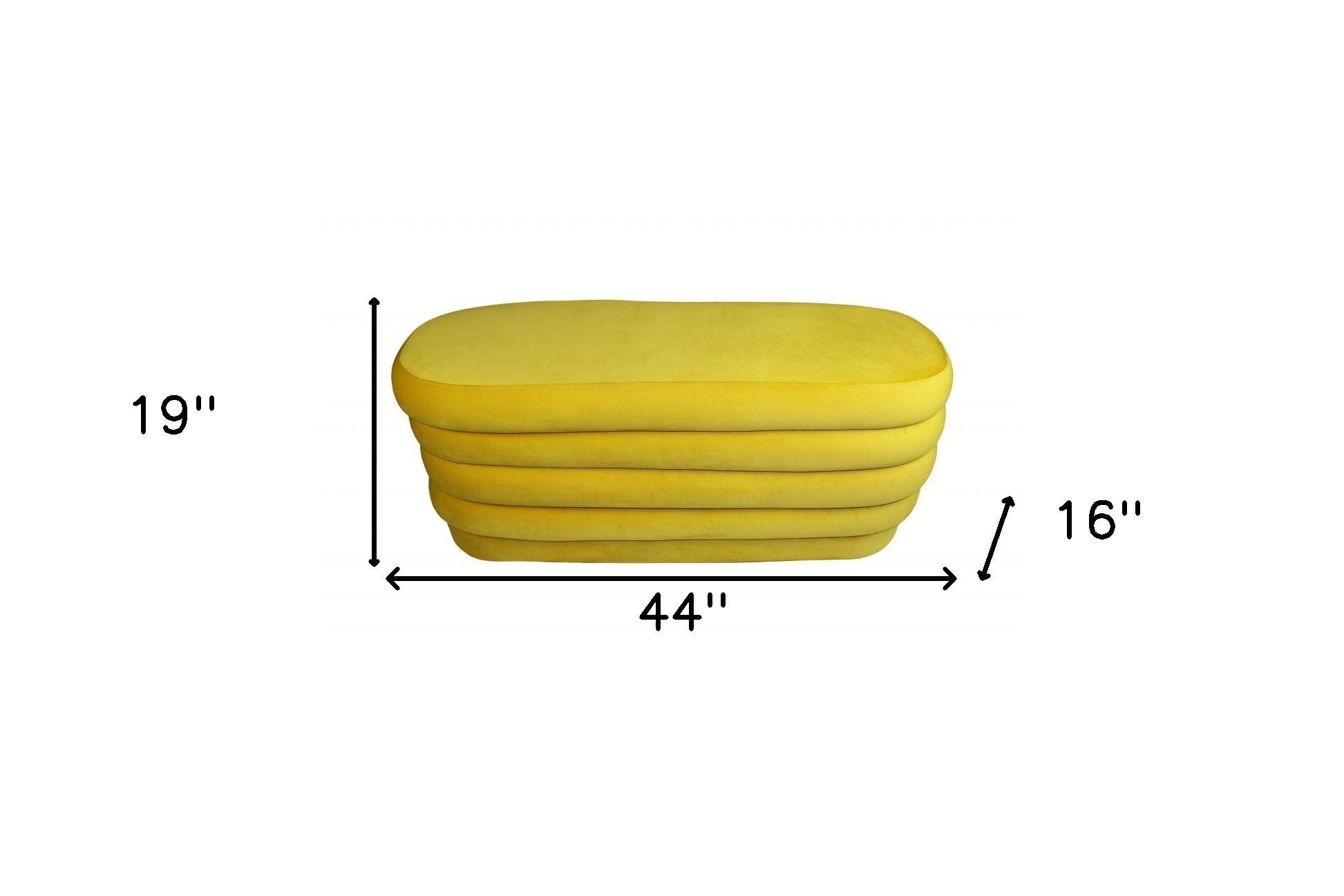 Velvet Tufted Oval Ottoman - Yellow