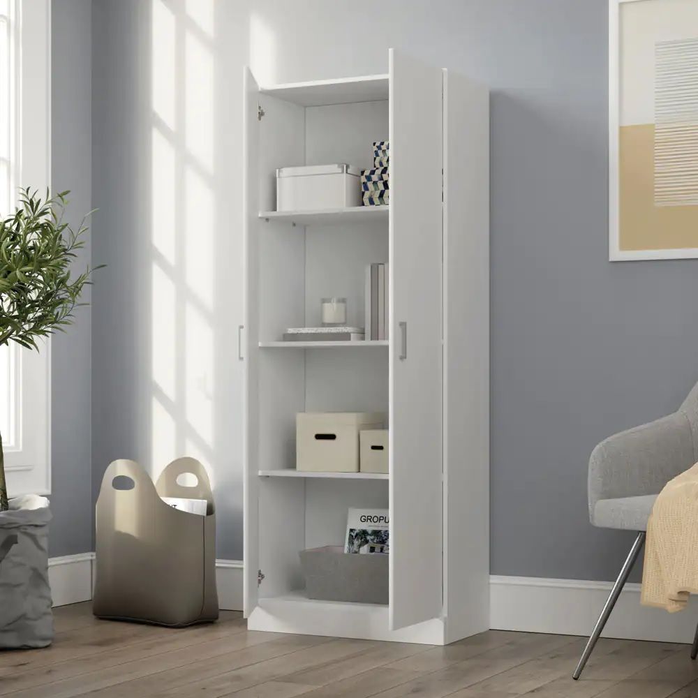 Alara - Height Simplistic Modern Double Door Storage Cabinet - White by Lilola Home | Bel Furniture