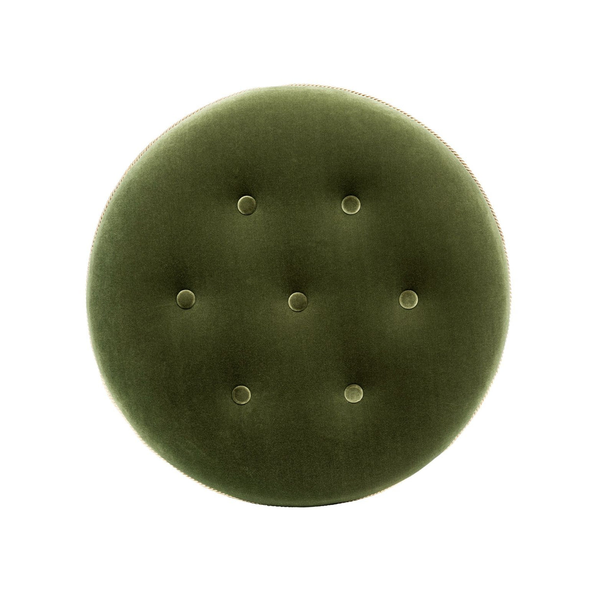 Maribel - Round Accent Ottoman - Olive Green