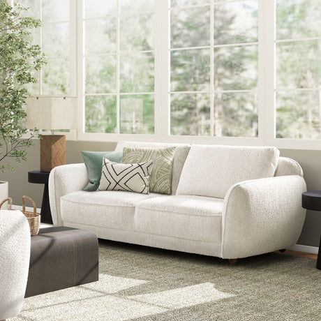Sharon - Puffy Arm Sofa - Alpaca Off-White by Jennifer Taylor Home | Bel Furniture