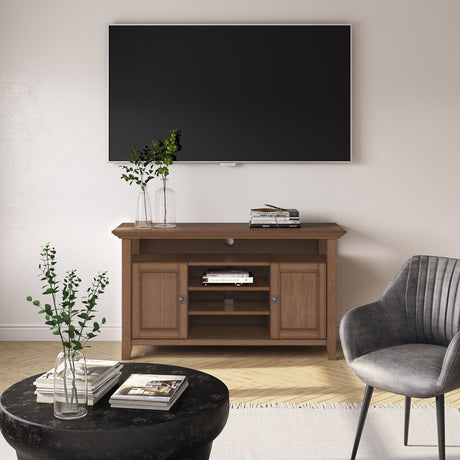 Amherst - TV Media Stand - Rustic Natural Aged Brown by Simpli-Home | Bel Furniture