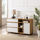Contemporary Detailed Door Sideboard With Open Storage by Walker Edison | Bel Furniture