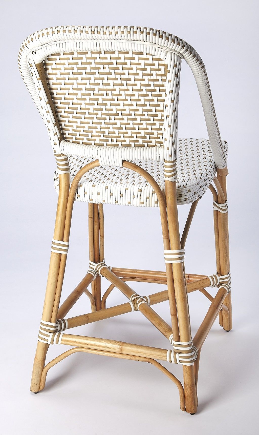 Rattan Bar Chair - White / Natural