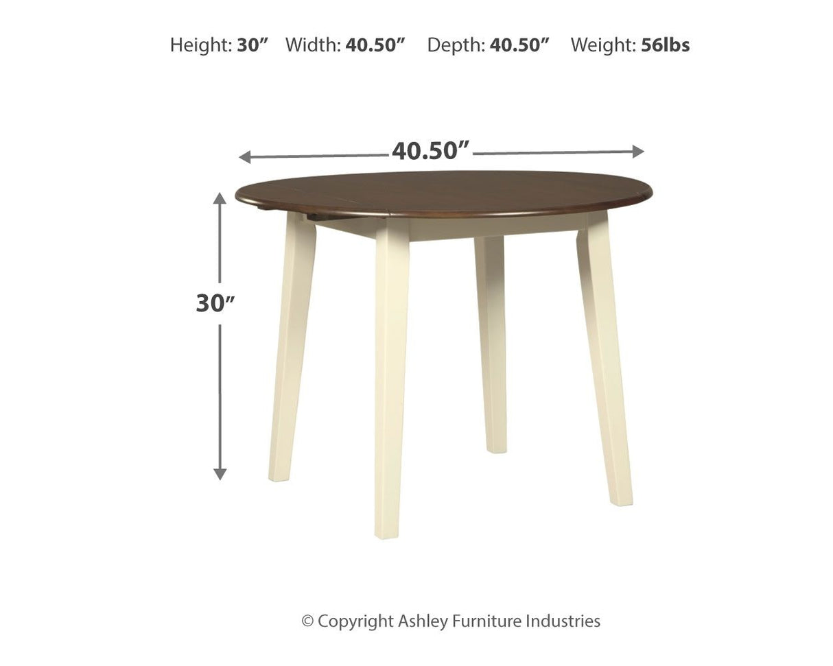 Woodanville - Cream / Brown - Round DRM Drop Leaf Table by Signature Design by Ashley® | Bel Furniture