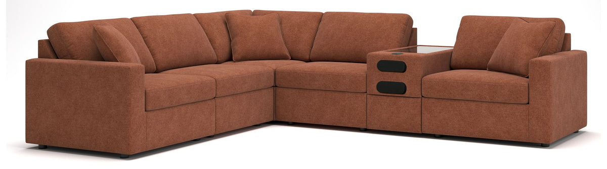 Modmax - Spice - Sectional Light Brown 6 Pc. Sectional With Audio System Console by Signature Design by Ashley® | Bel Furniture