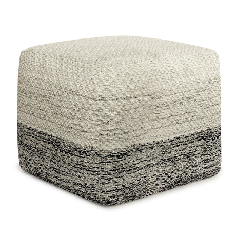 Macie - Square Woven Outdoor / Indoor Pouf - Gray / White - view 5