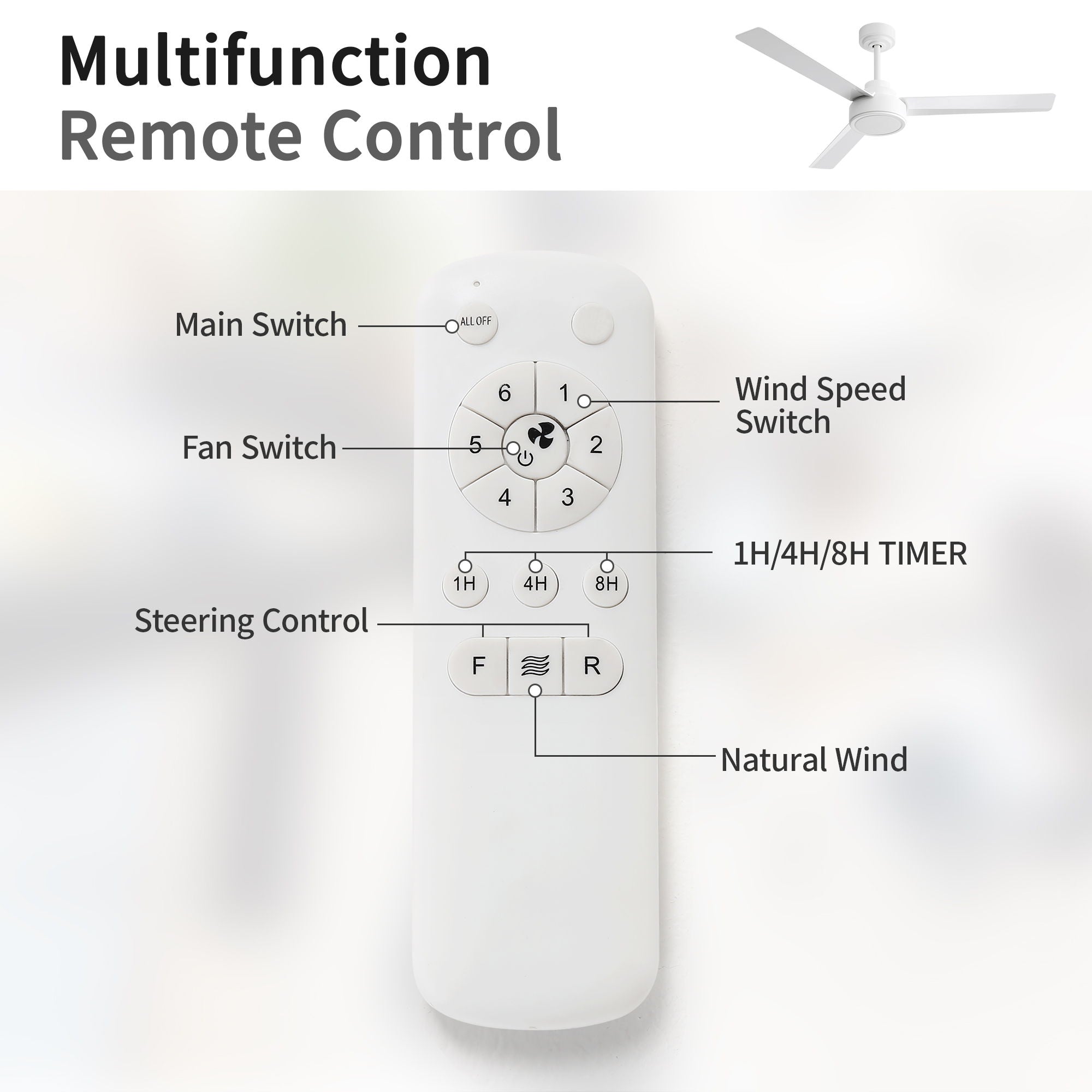 Ceiling Fan Without Light, 3 Blades Farmhouse Ceiling Fan With Remote Control 6-Speed Reversible Dc Motor For Living Room, Bedroom, Kitche