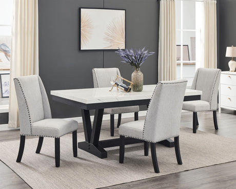 Varley - Dining Room Set With Wing Chairs Black 5 Pc. Table, 4 Chairs by Crown Mark | Bel Furniture