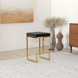 Joel - Mid-Century Modern Luxury Upholstered Stool - Black / Gold by Ashcroft Furniture | Bel Furniture