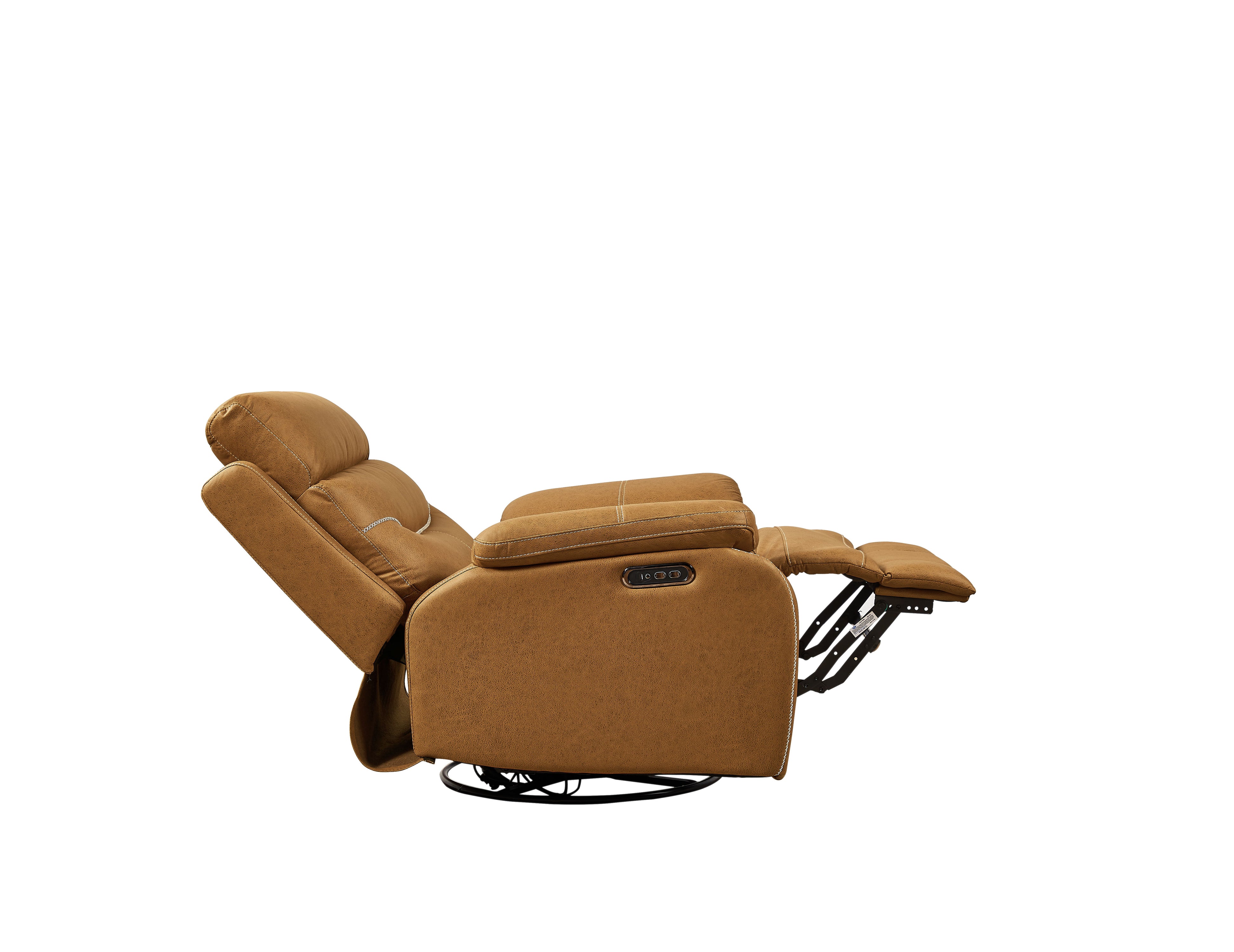 Dual Okin Motor Rocking And 240° Swivel Single Sofa Seat Recliner Chair Infinite Position, Head Rest With Power Function