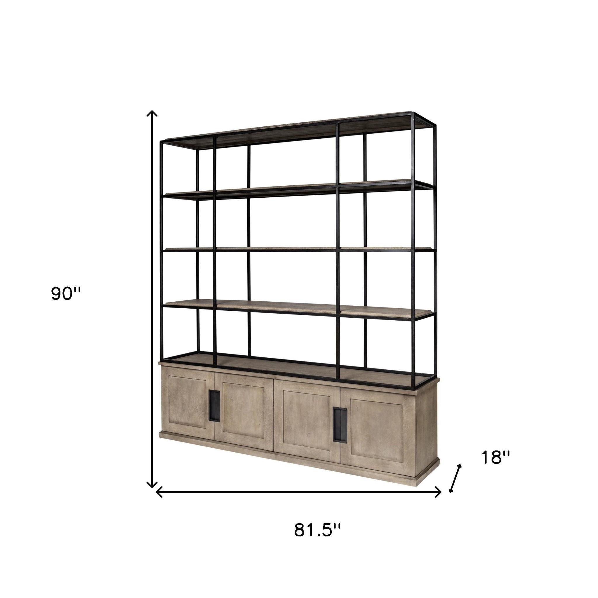 Wood And Iron 3 Shelves Shelving Unit - Light Brown