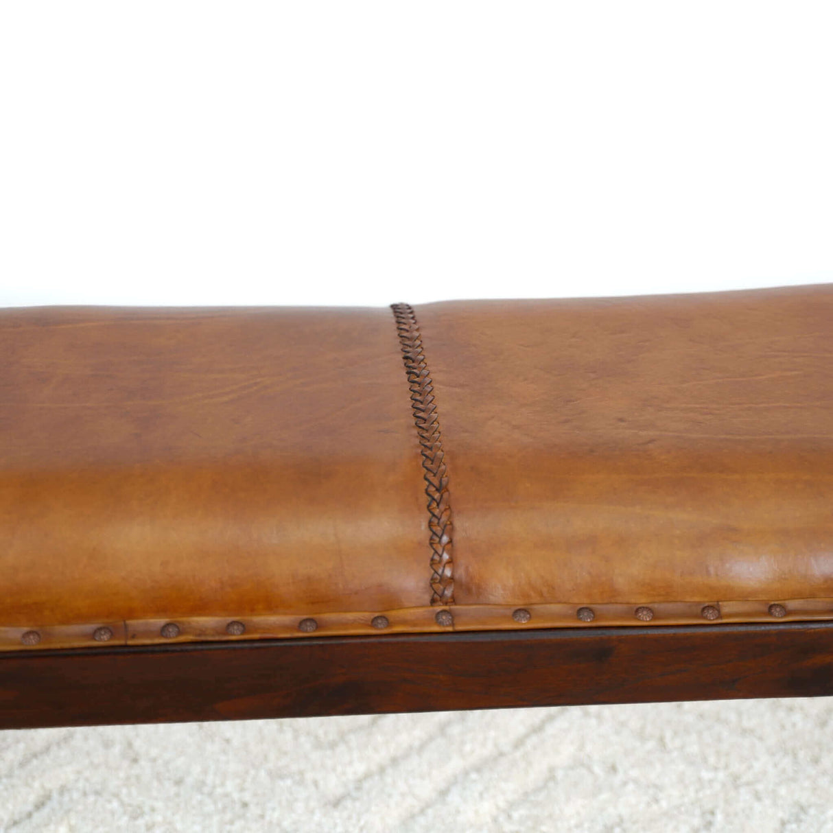 Chad - Mid-Century Modern Leather Bench - Brown / Tan by Ashcroft Furniture | Bel Furniture