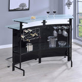 Keystone - Curved Glass Top Home Bar Wine Cabinet - Black by CoasterEssence | Bel Furniture