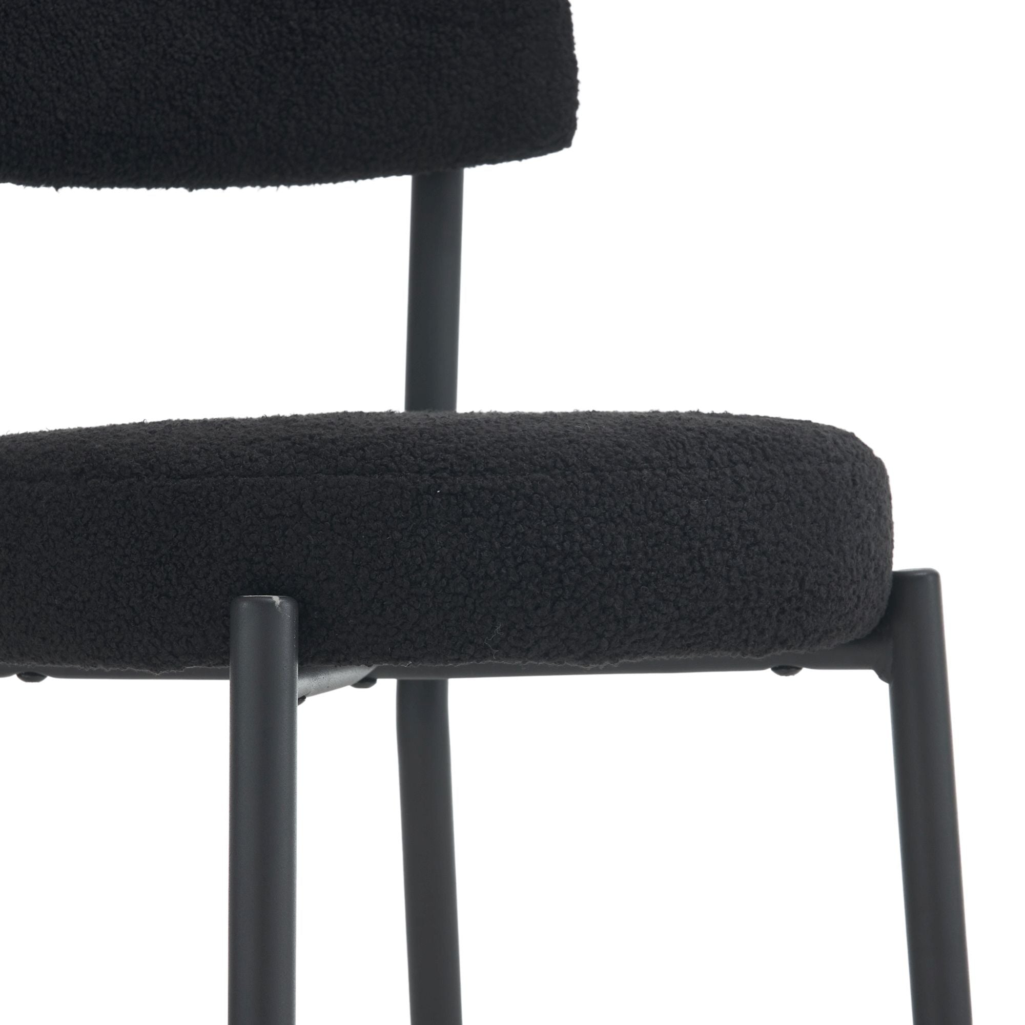 Modern Teddy Fabric Upholstered Bar Stools - Black Legs