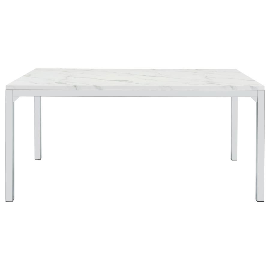 Athena - Rectangular Faux Marble Dining Table - Chrome