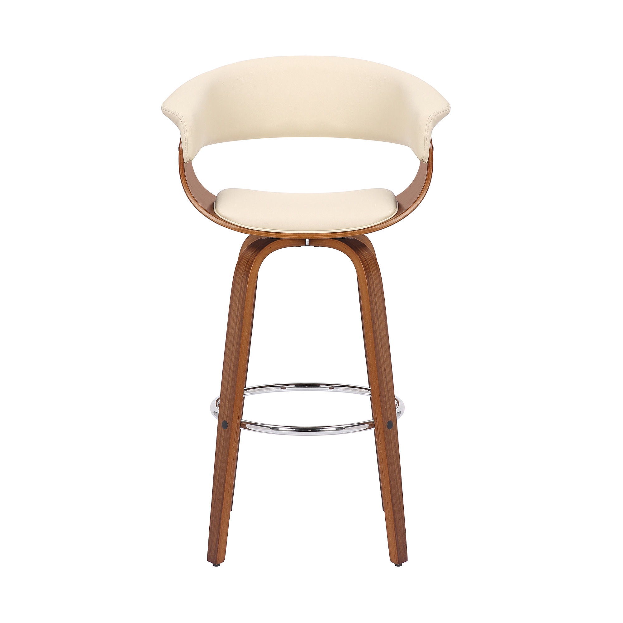 Swivel Low Back Bar Height Bar Chair - Cream / Brown