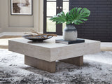 Jorlaina - Square Cocktail Table With Faux Cement Top - Light Grayish Brown
