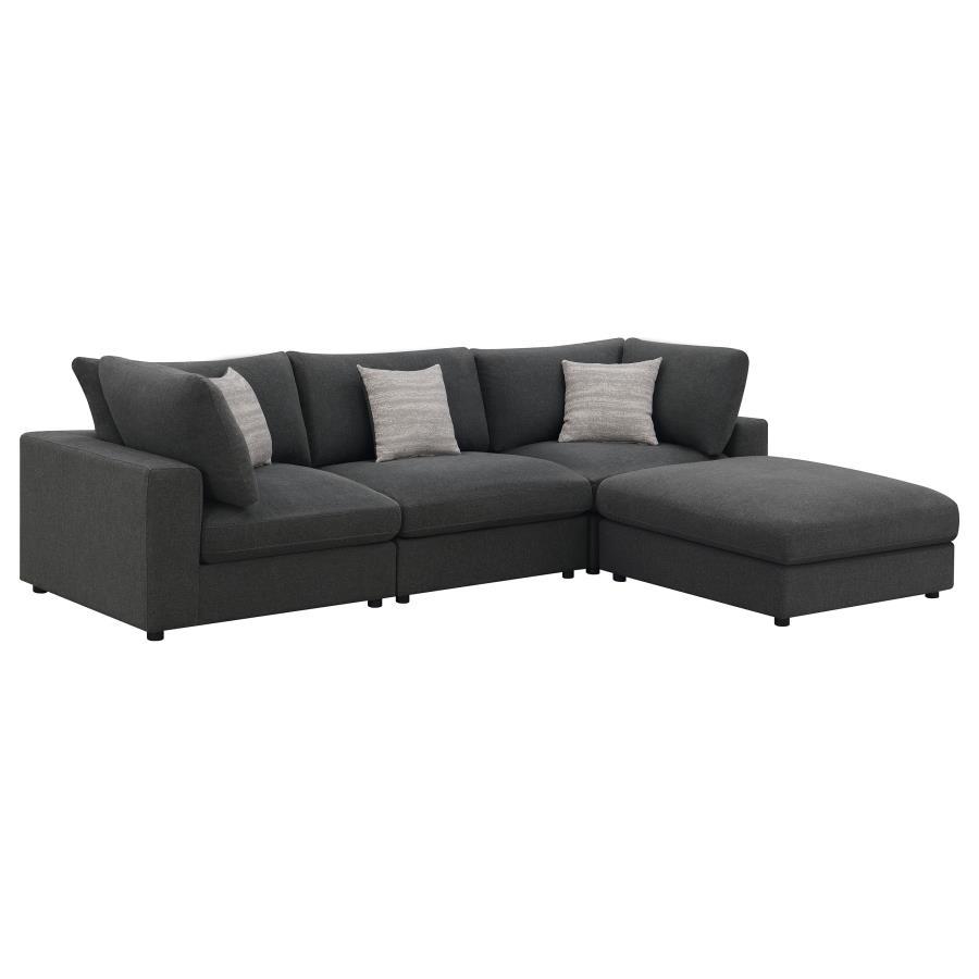 Serene - Upholstered Modular Sectional Sofa Black 4 Pc. Right Arm Facing Corner Chaise Sectional by CoasterEssence | Bel Furniture