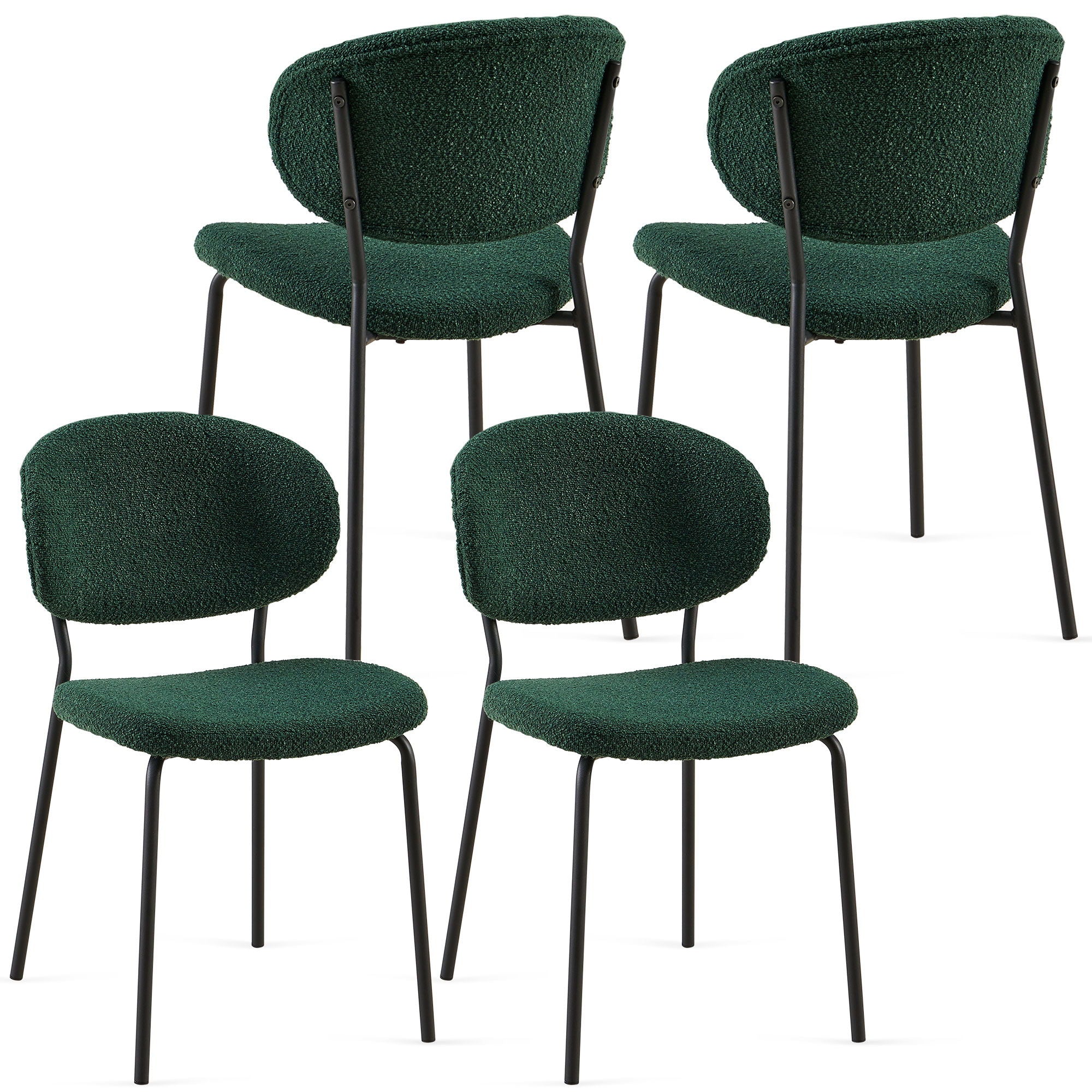 Boucle Dining Chairs, Dining Chairs With Metal Legs For Dining Room, Kitchen, Living Room