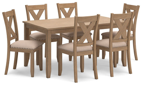 Sanbriar - Light Brown - RECT DRM Table Set (Set of 7) by Signature Design by Ashley® | Bel Furniture