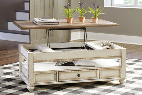 Realyn - Lift Top Cocktail Table - White / Brown - view 9