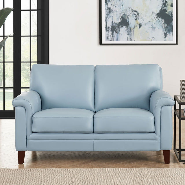 Westcott - Leather Loveseat Light Blue by Hydeline Furniture | Bel Furniture