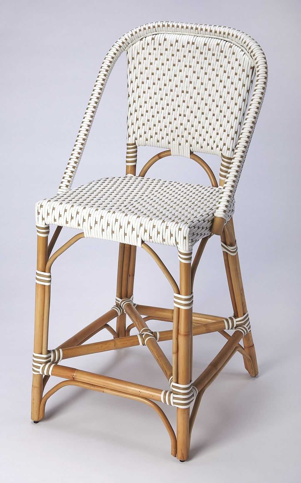 Rattan Bar Chair - White / Natural