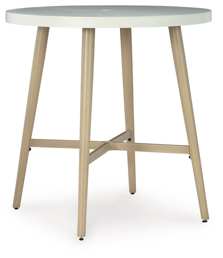 Seton Creek - Beige - Round Bar Table With Umbrella Option by Signature Design by Ashley® | Bel Furniture
