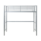 Modern Industrial Twin Over Loft Metal Bunk Bed Frame With Integrated Guardrails - Silver by Walker Edison | Bel Furniture