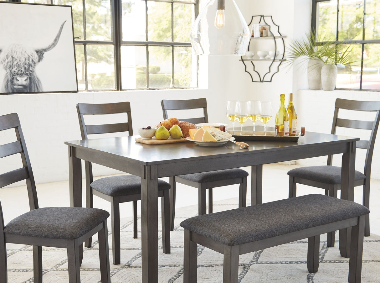 Bridson - Gray - RECT DRM Table Set (Set of 6) by Signature Design by Ashley® | Bel Furniture